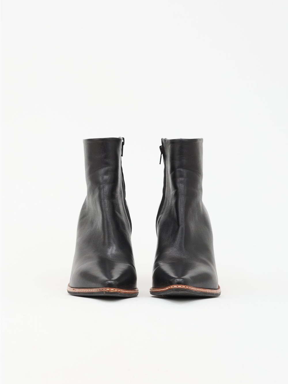 Margiela Black Leather Ankle Boots with Side Zip